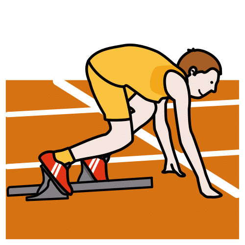 Coureur en position de départ
